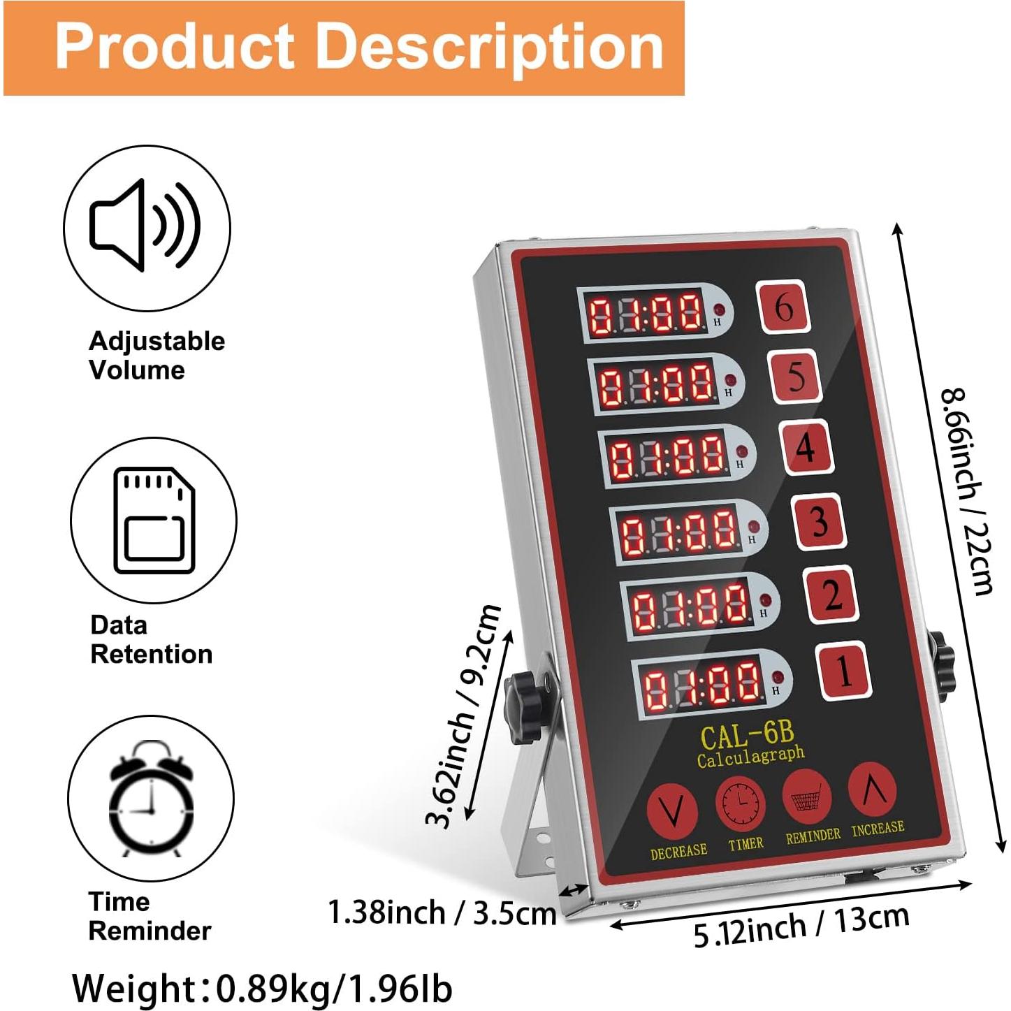 Temporizador Digital de Cocina YOOYIST 6 Canales Acero Inoxidable