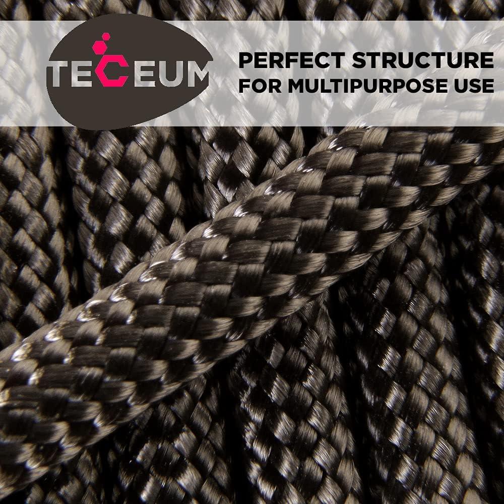 TECEUM 5/32" Paracord Rope 1000 – 1000ft / 200ft / 100ft / 50ft – Tactical Parachute Cord 4mm – 45+ Colors – Nylon String for Survival & Camping Gear – Stripe Cord for Survival – Utility Rope