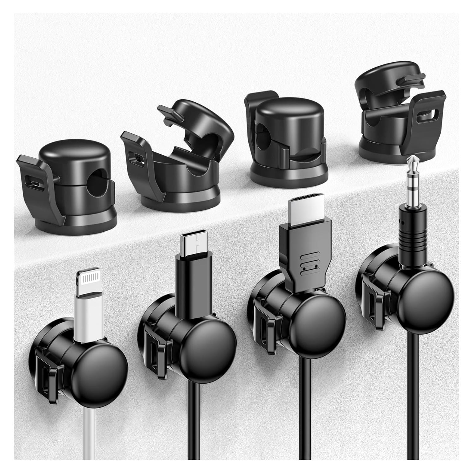 Clip Organizador de Cables LOTUNY, Paquete de 8, Negro