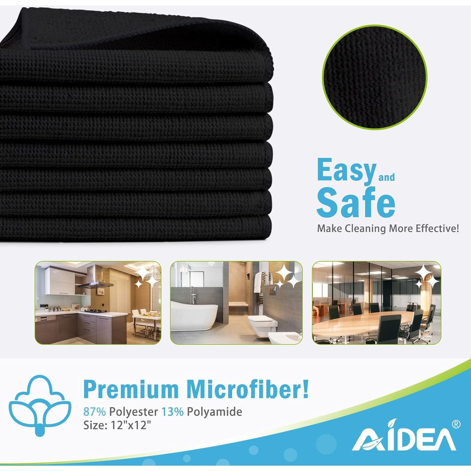Paños de Microfibra AIDEA 50PK 30x30cm Negros Sin Pelusa
