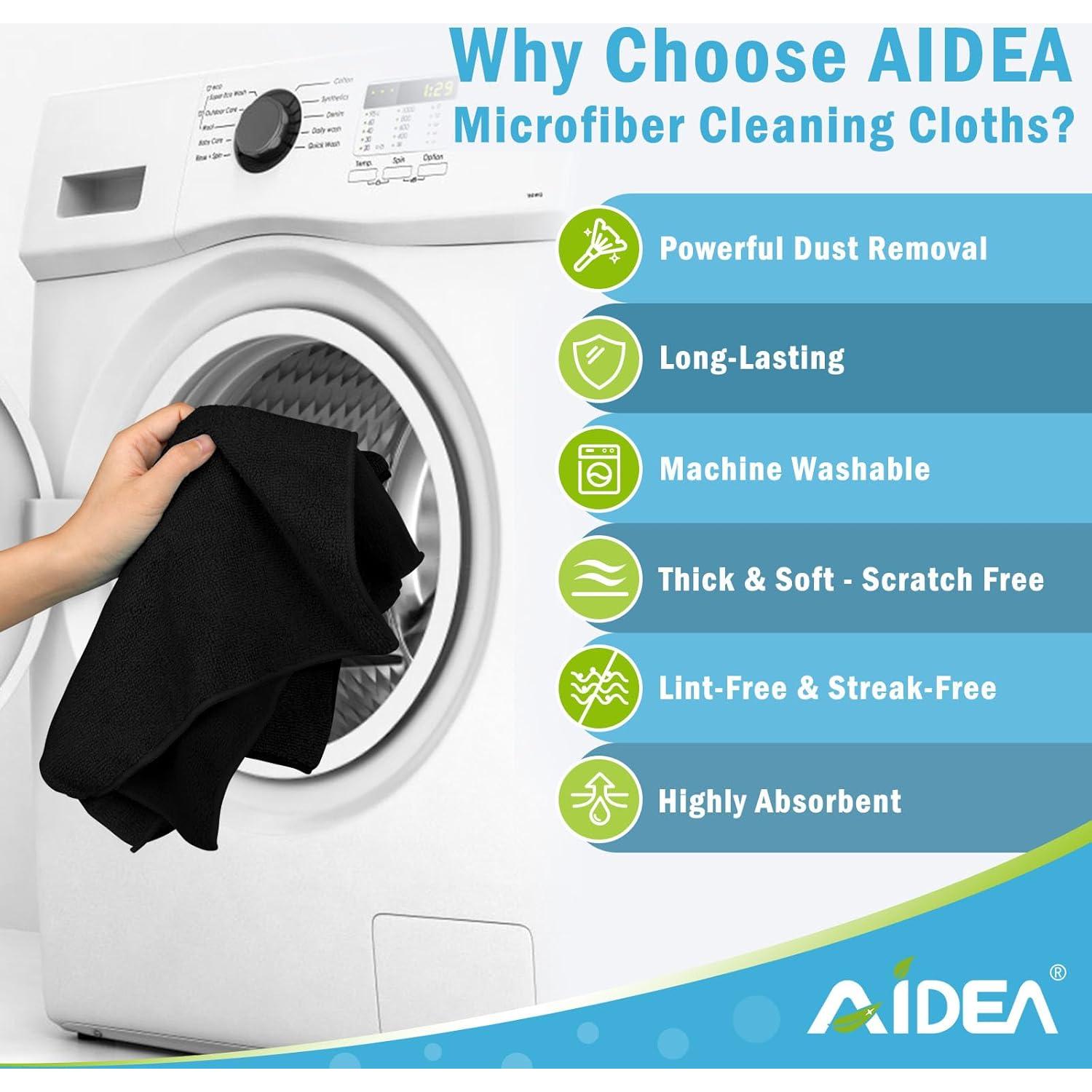 Paños de Microfibra AIDEA 50PK 30x30cm Negros Sin Pelusa