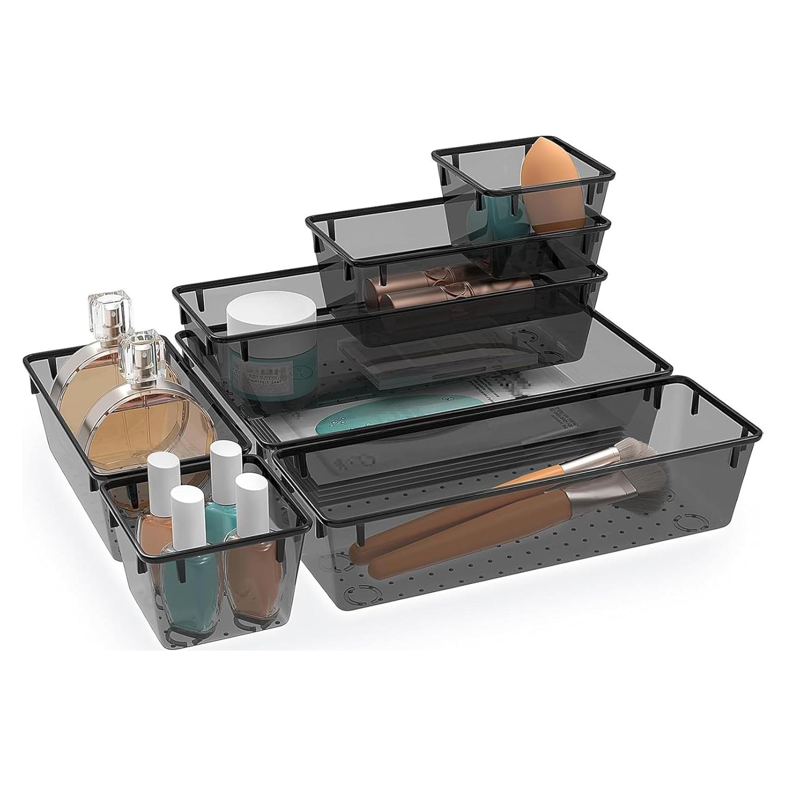 Juego de 7 organizadores de cajones StorMiracle, negro