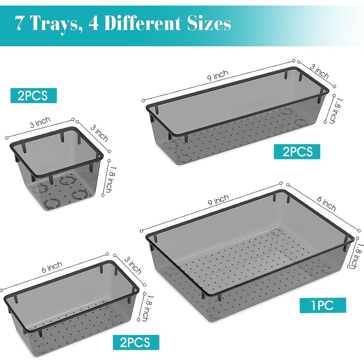 Juego de 7 organizadores de cajones StorMiracle, negro