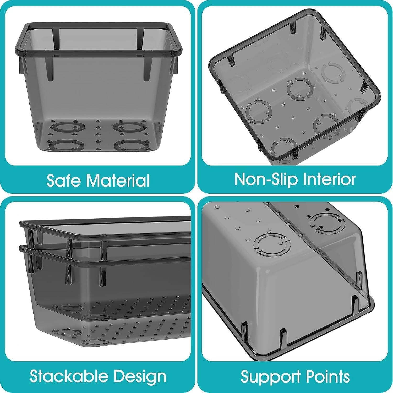 Juego de 7 organizadores de cajones StorMiracle, negro