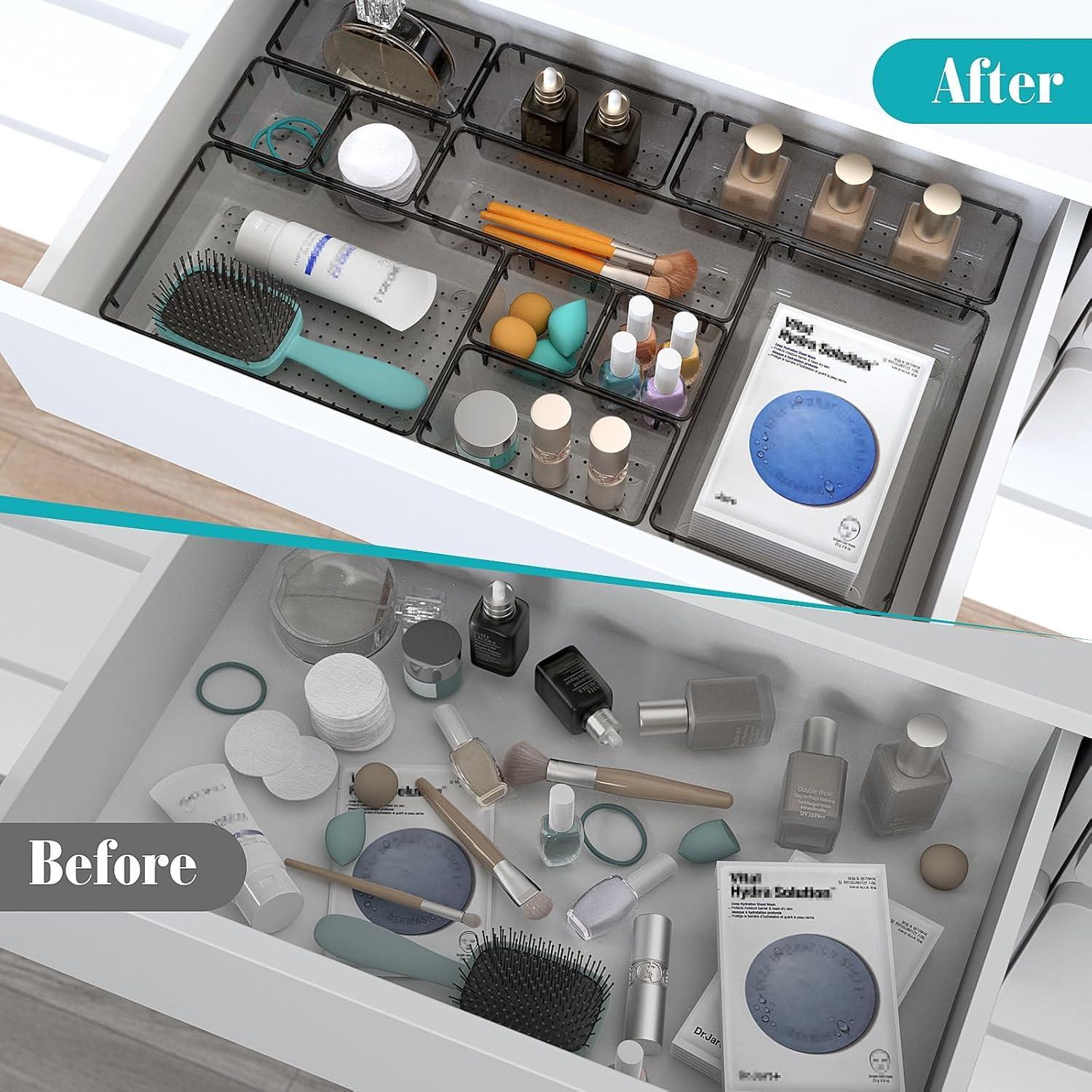 Juego de 7 organizadores de cajones StorMiracle, negro