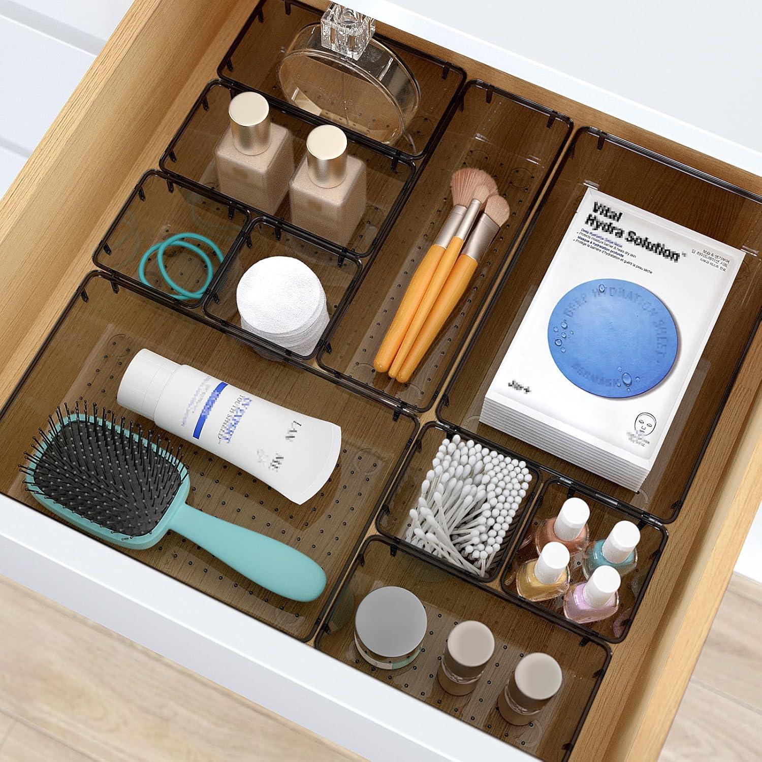 Juego de 7 organizadores de cajones StorMiracle, negro