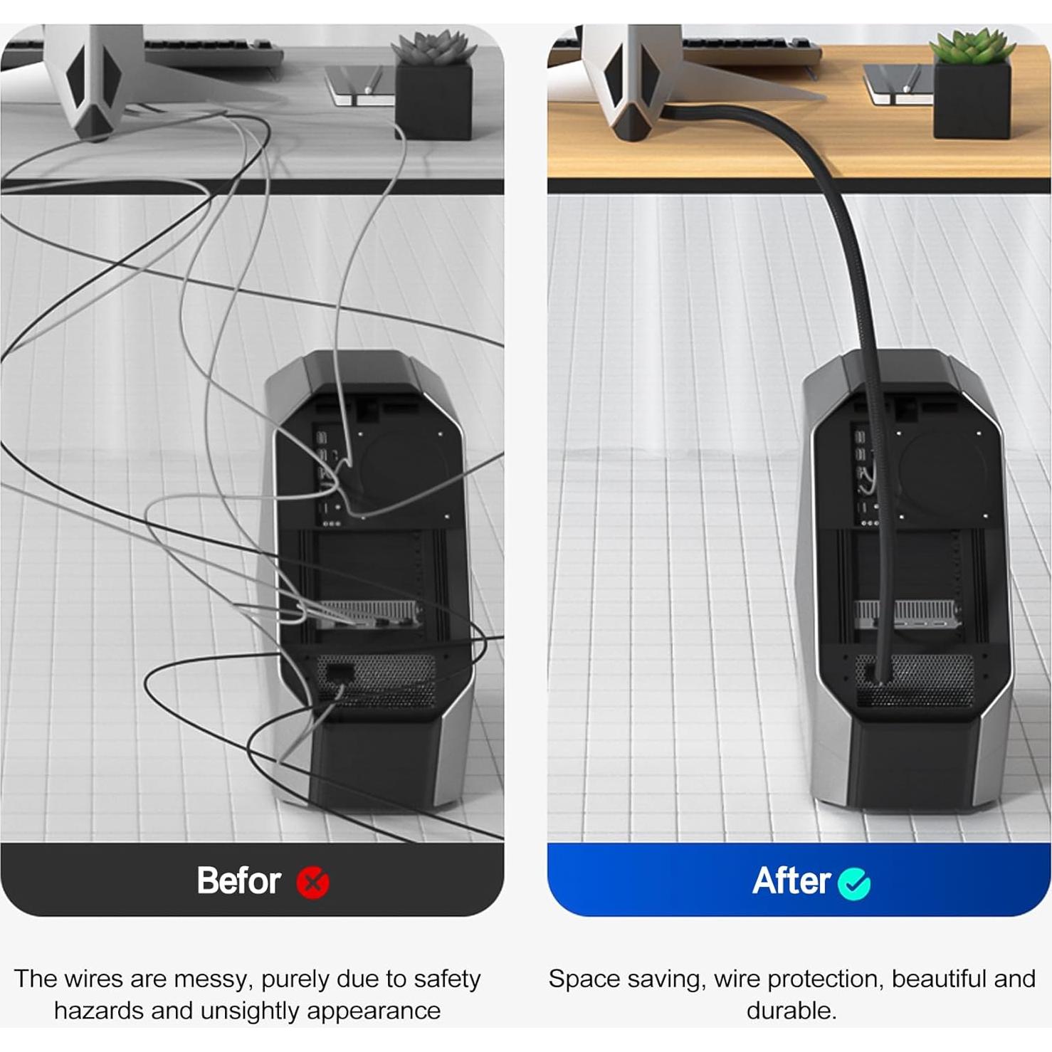 Manga de Cable Dividida XHF 2.0m Negro Retardante de Llama