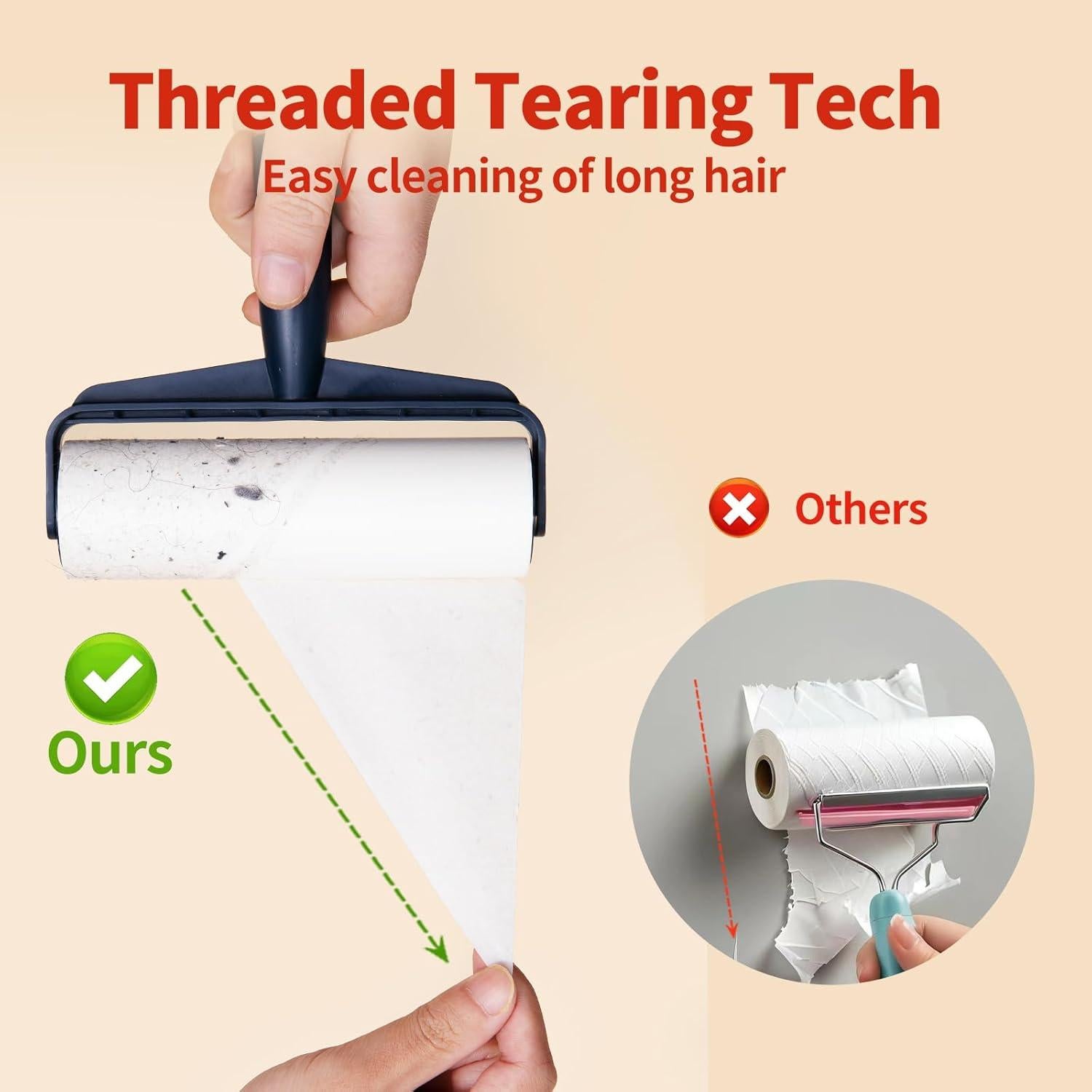 Rodillo Quitapelusas Extra Pegajoso Hohoky 9.84" (25cm) 420 Hojas