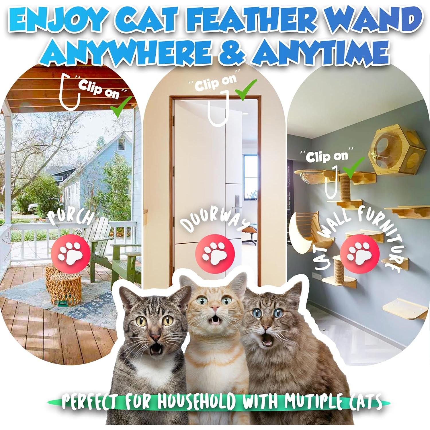 Juguete colgante para gatos LEKEWPET con 7 recambios de plumas