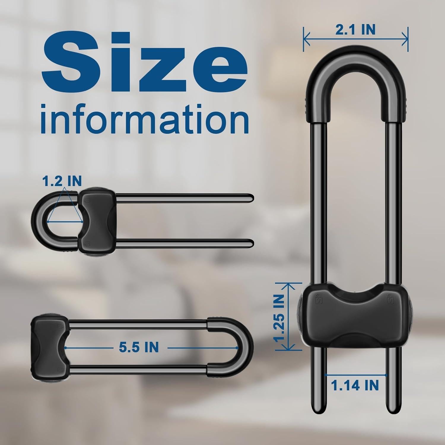Cerraduras de Seguridad para Gabinetes LLOOC - Paquete de 4, Negro