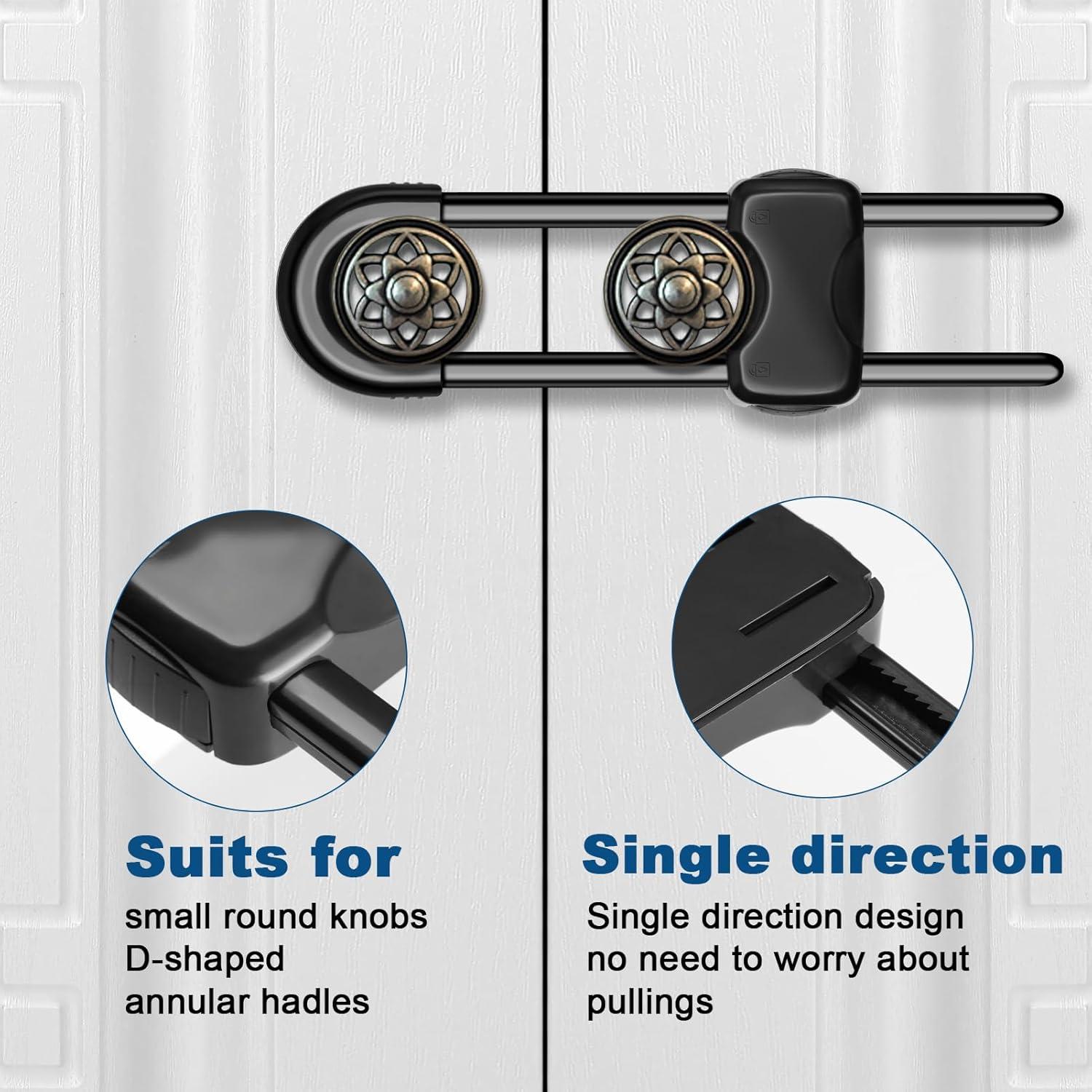 Cerraduras de Seguridad para Gabinetes LLOOC - Paquete de 4, Negro