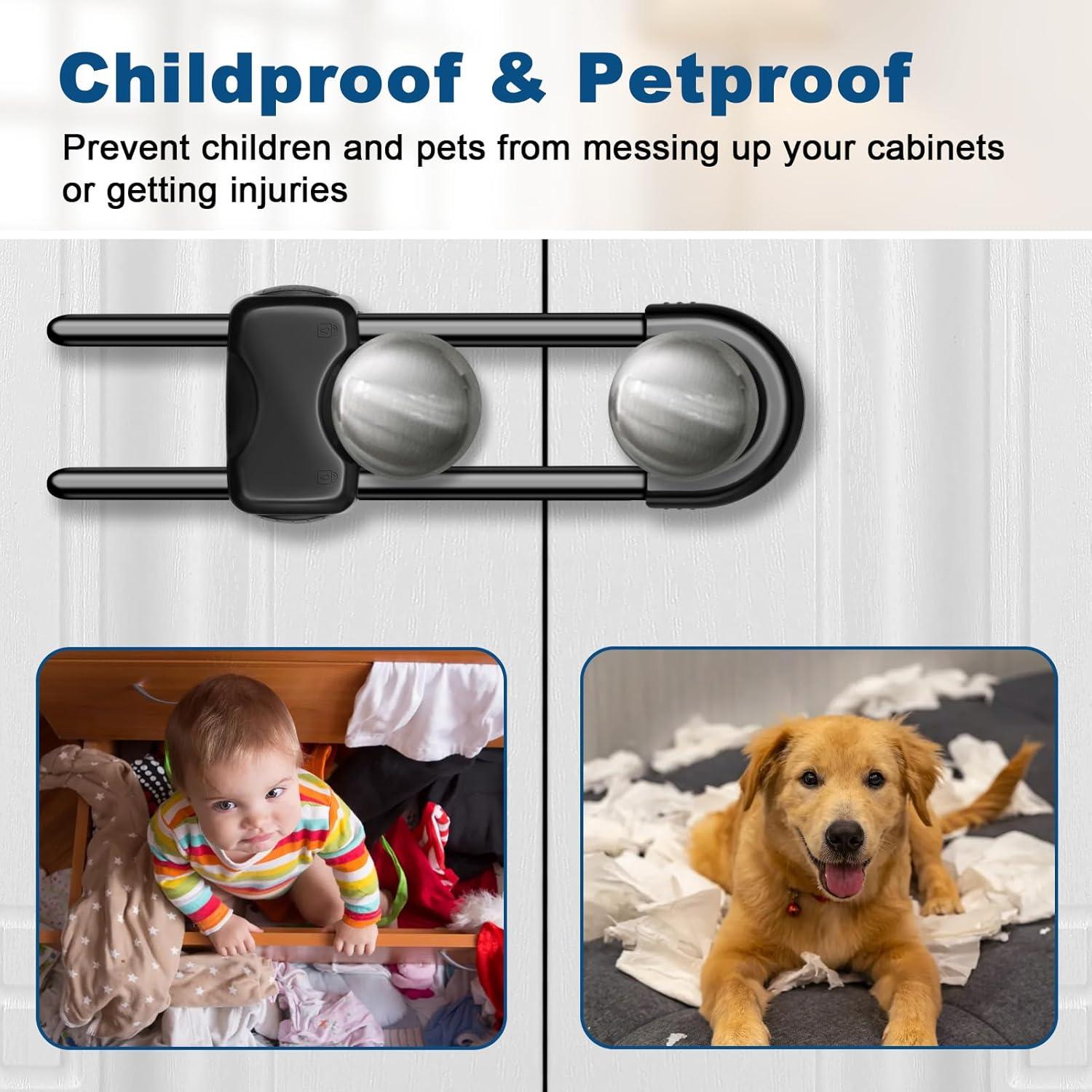 Cerraduras de Seguridad para Gabinetes LLOOC - Paquete de 4, Negro