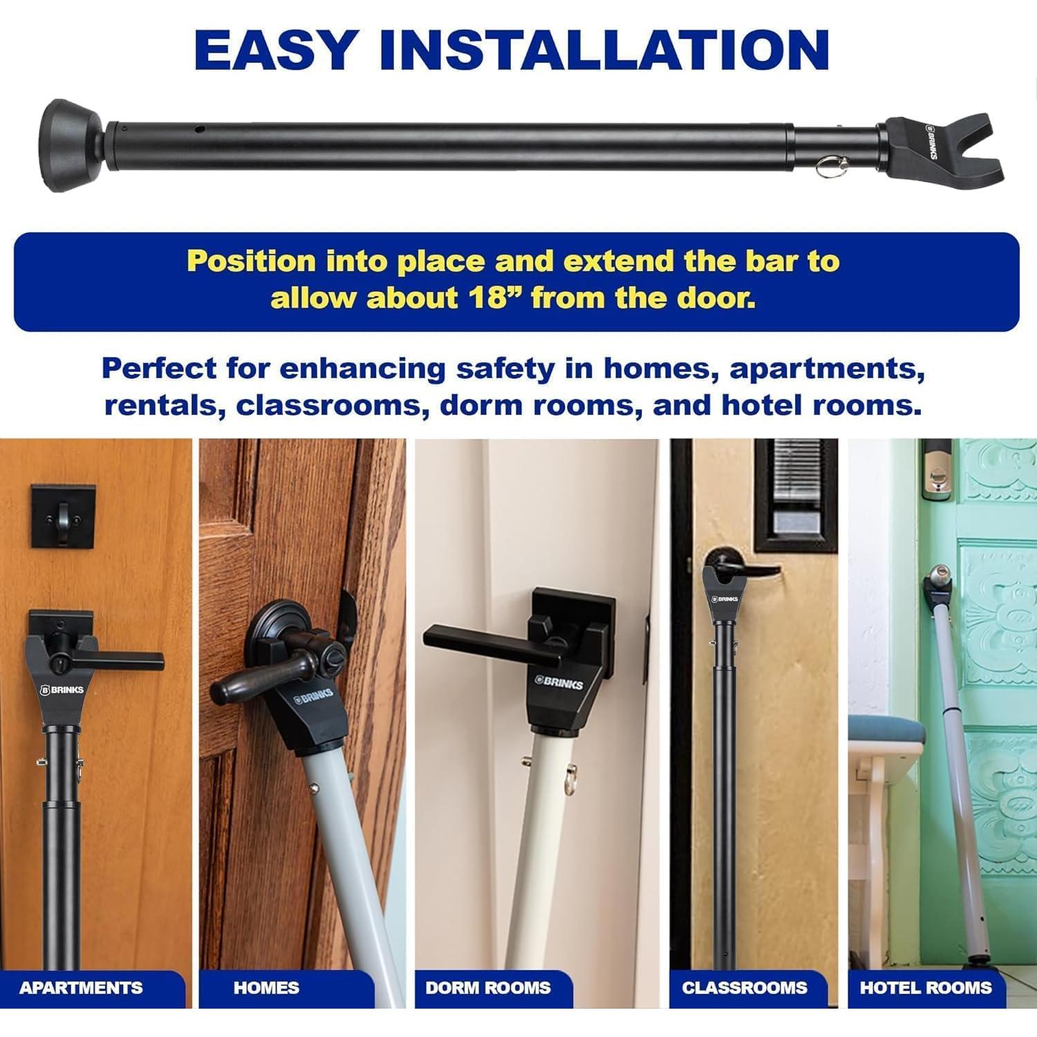 Barra de Seguridad Ajustable BRINKS para Puertas - Negro