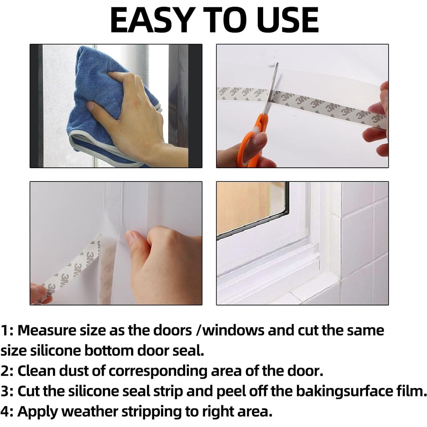 Sellador de Puerta ZERITO 9.75m Silicona Adhesivo 45mm