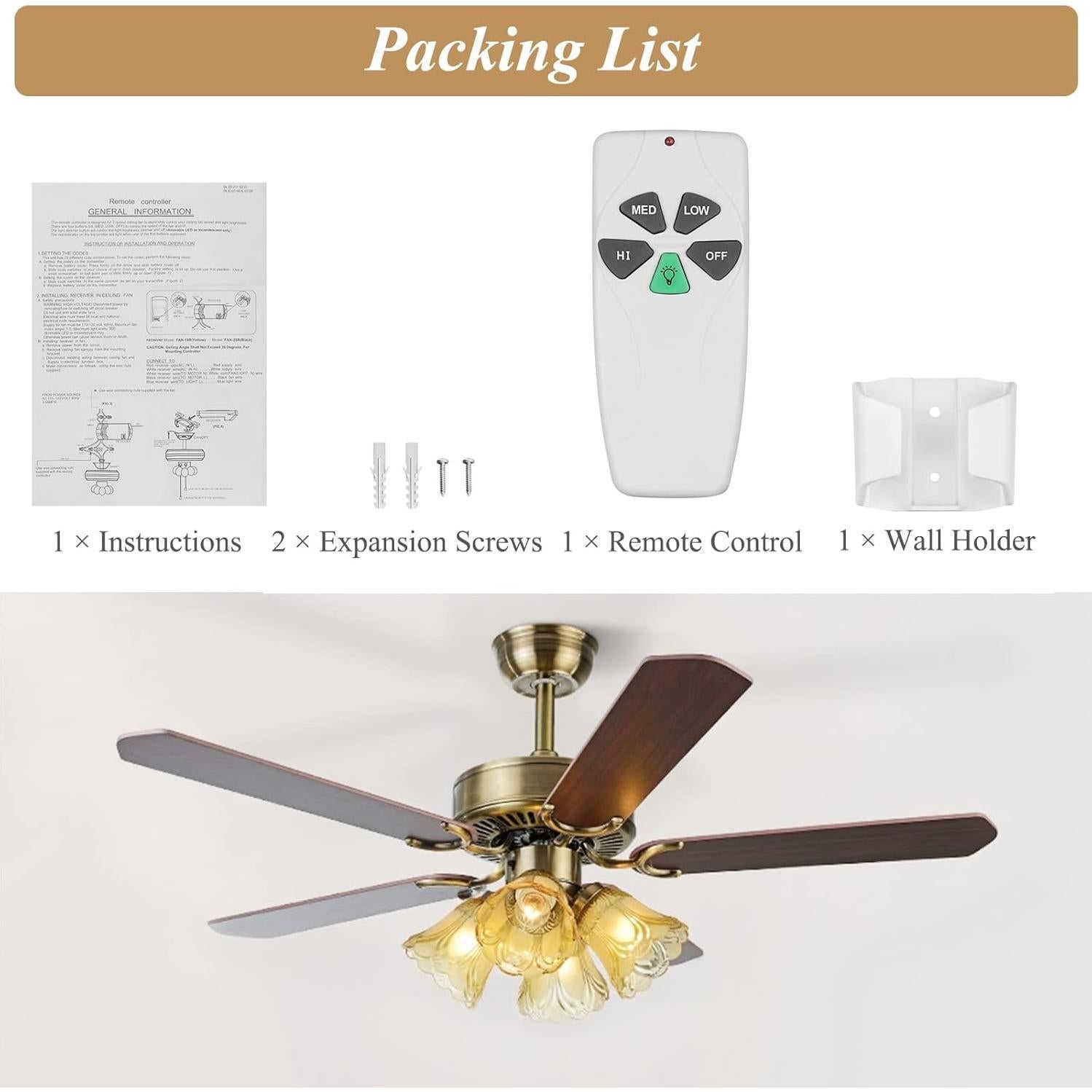 Control Remoto FAN-53T para Ventilador de Techo Prichor, 3 Velocidades