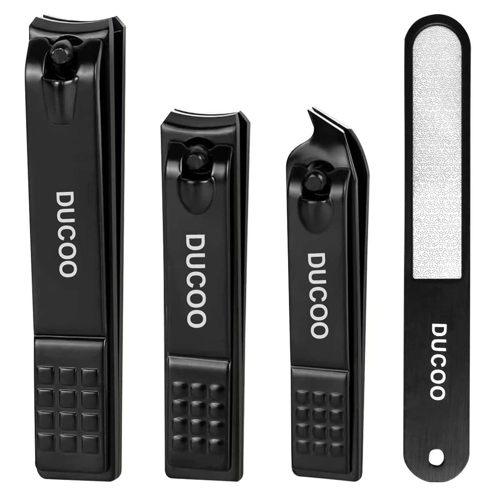 Juego de Cortauñas DUCOO 4 Piezas Acero Inoxidable Negro