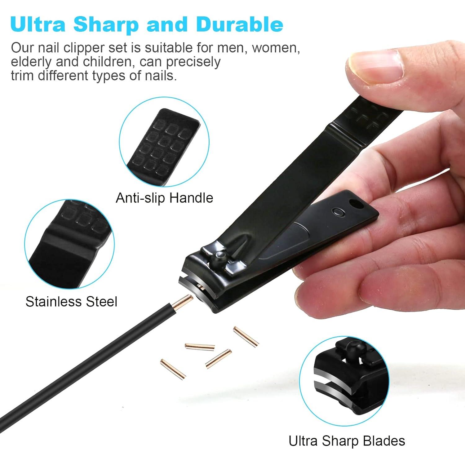 Juego de Cortauñas DUCOO 4 Piezas Acero Inoxidable Negro