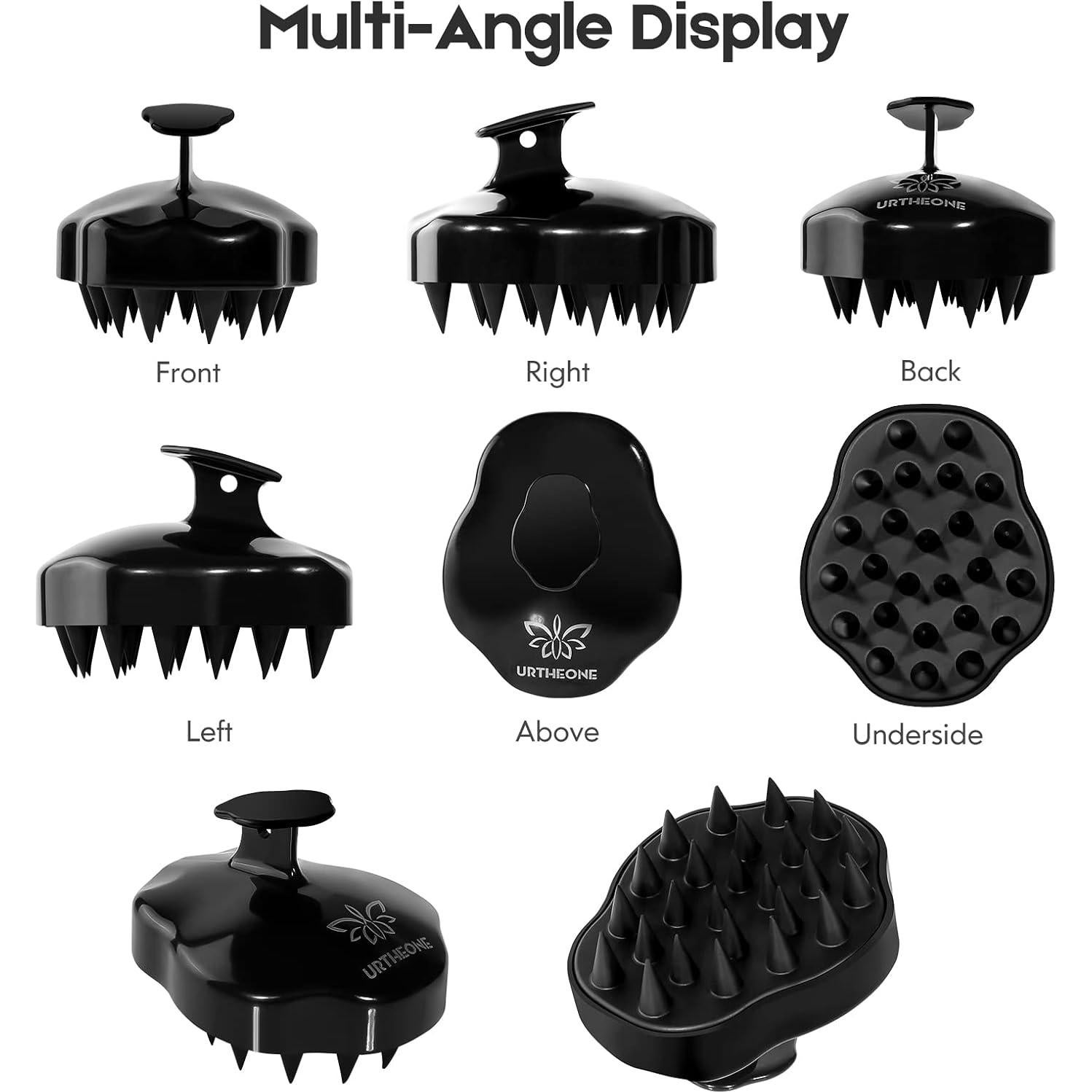 Cepillo Masajeador de Cuero Cabelludo URTHEONE Negro - Silicona Suave