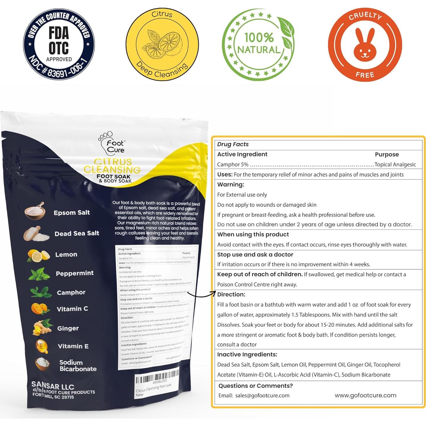 Remojo de Pies Foot Cure 0.45 kg - Árbol de Té y Cítricos