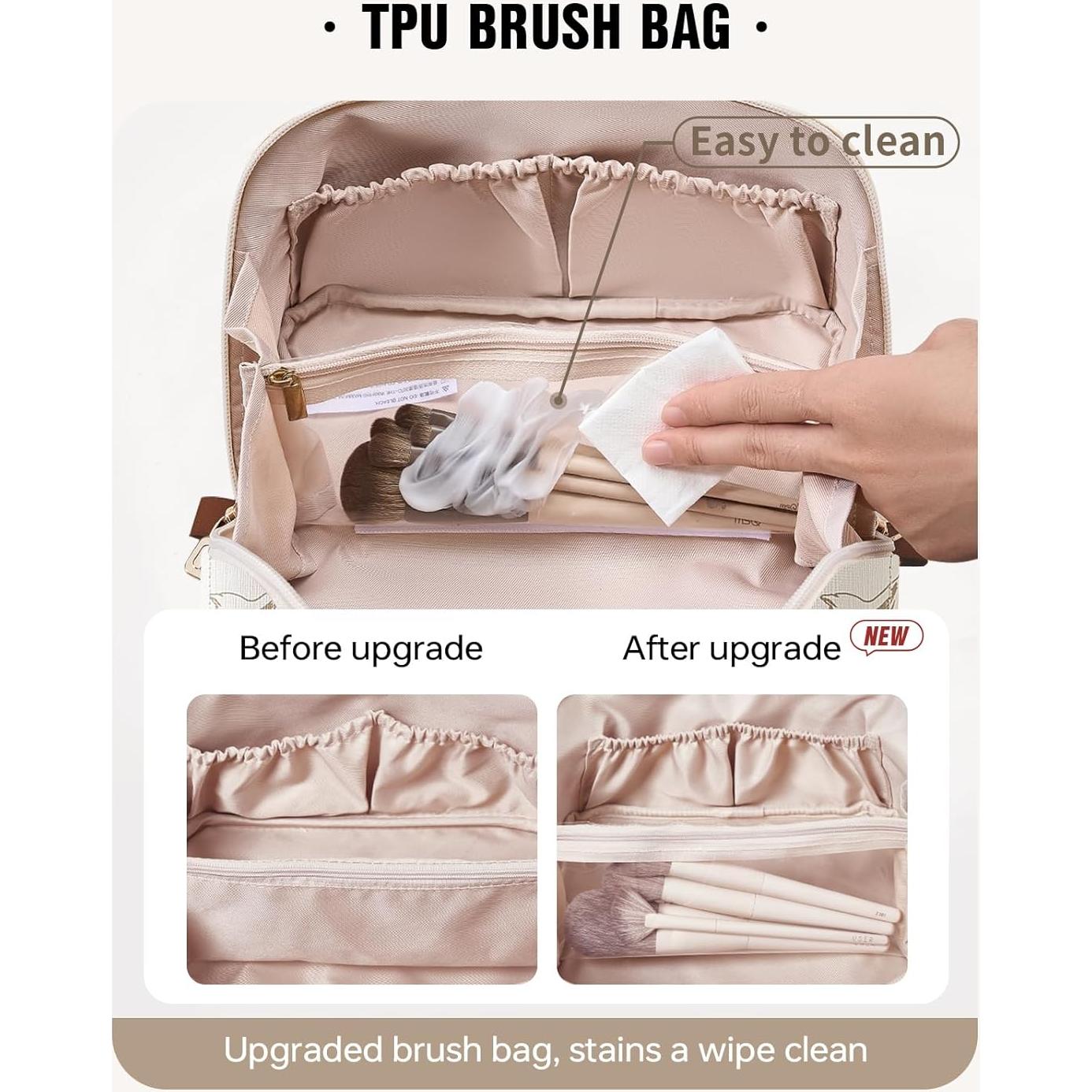 Bolsa de Maquillaje EACHY Grande Beige Impermeable para Mujeres