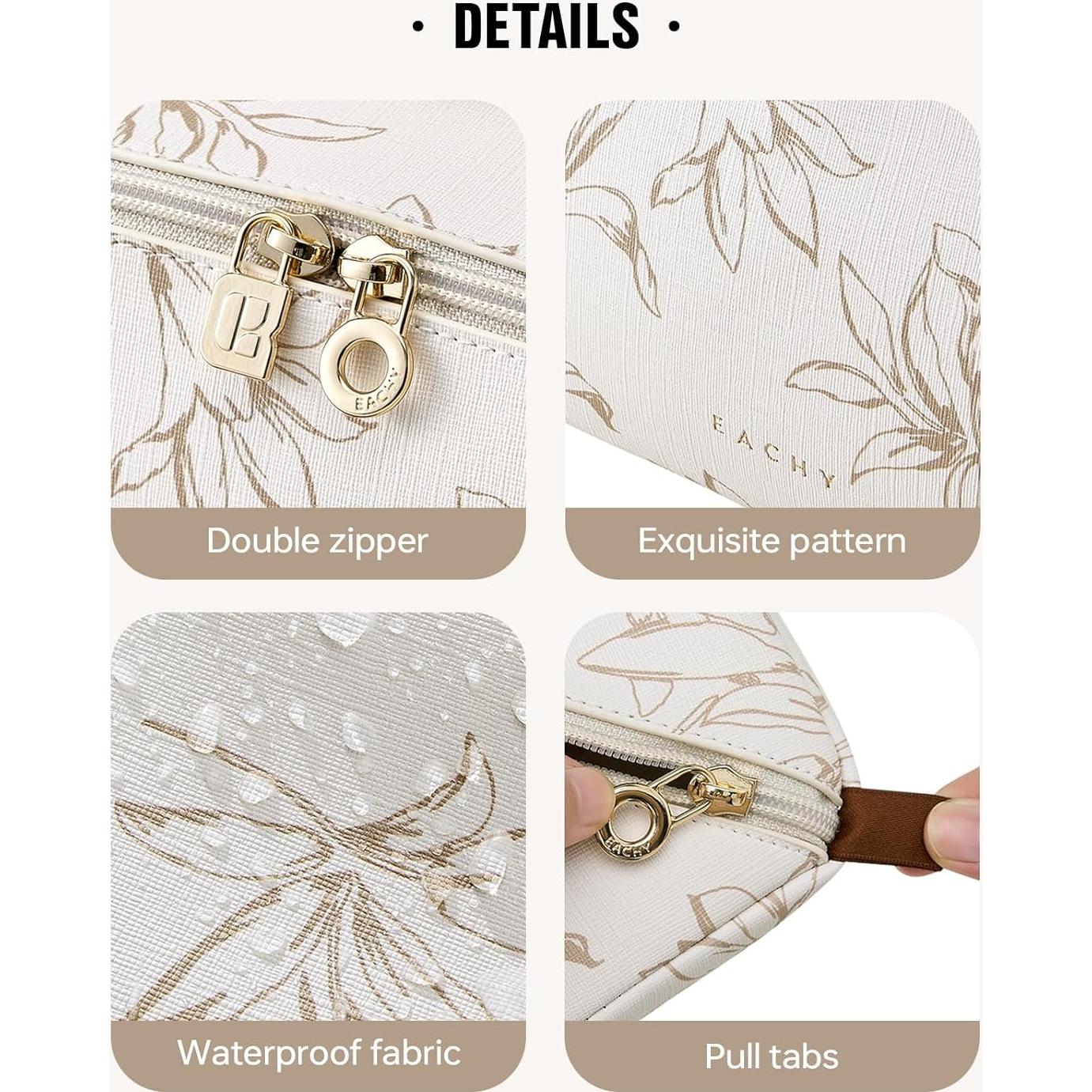 Bolsa de Maquillaje EACHY Grande Beige Impermeable para Mujeres