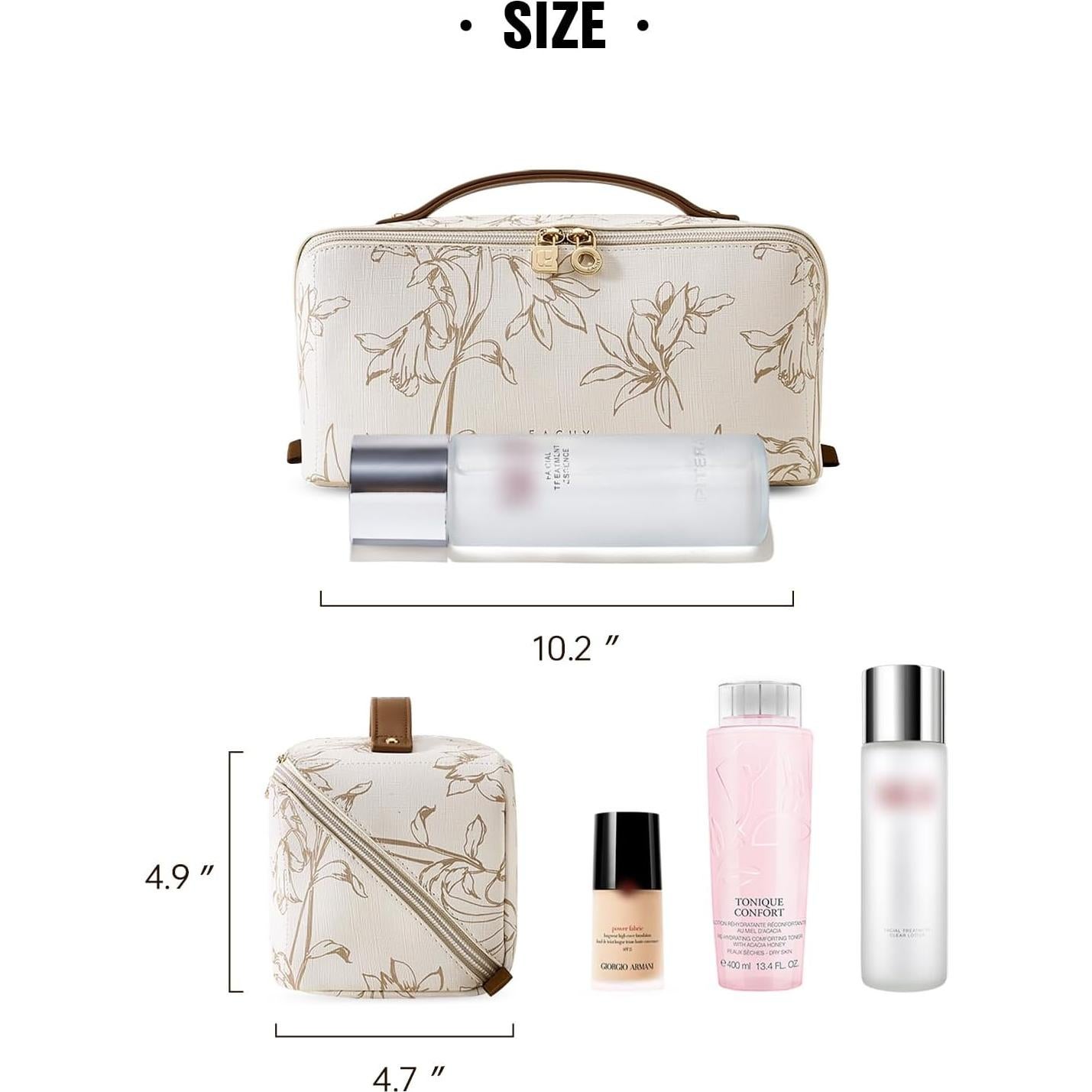Bolsa de Maquillaje EACHY Grande Beige Impermeable para Mujeres