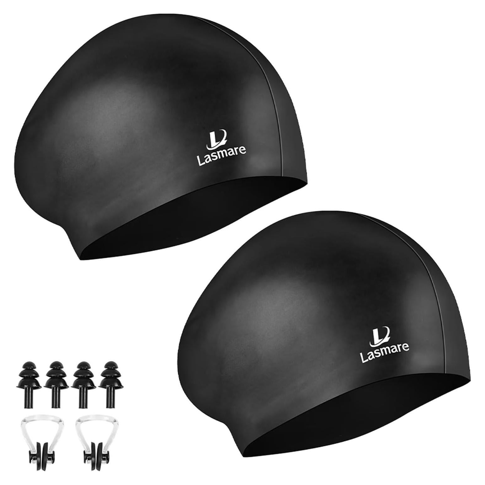 Gorro de natación Lasmare para cabello largo + tapones y pinza