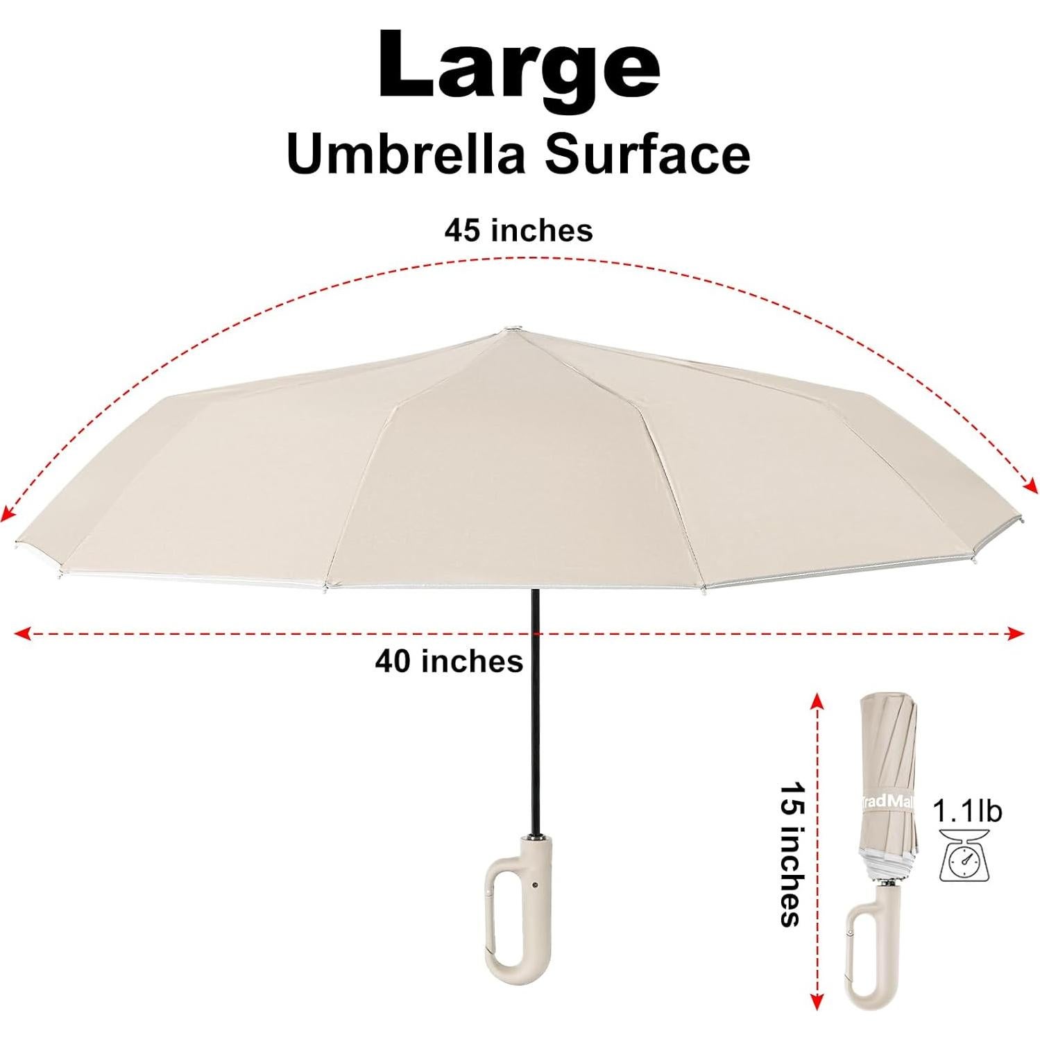 Paraguas de Viaje TradMall 280T Plegable a Prueba de Viento