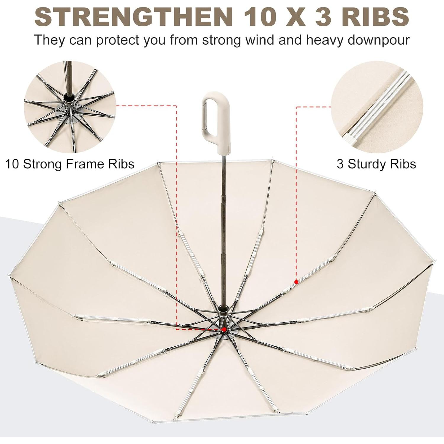 Paraguas de Viaje TradMall 280T Plegable a Prueba de Viento