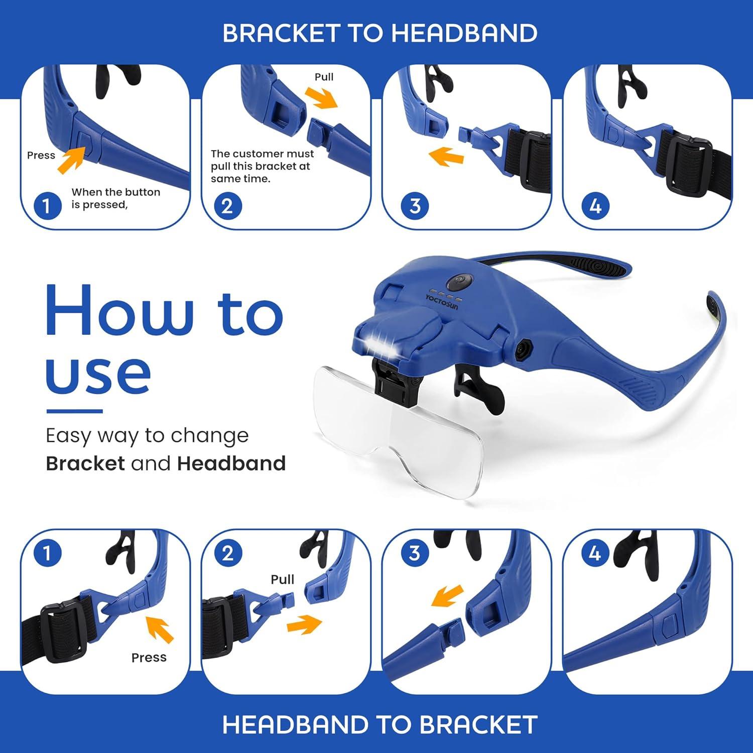 Lentes de Aumento YOCTOSUN con Luz LED 1X a 3.5X Recargables