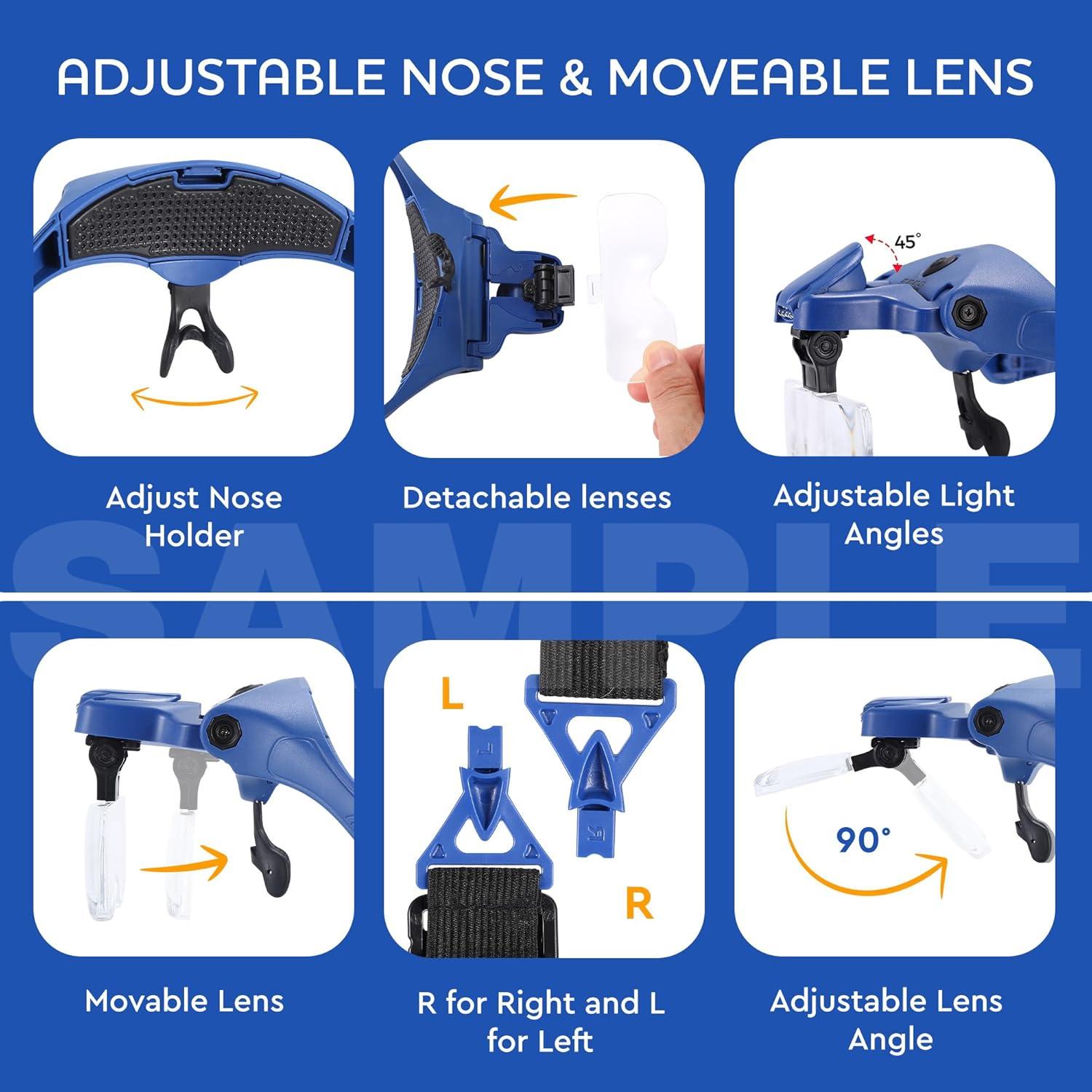 Lentes de Aumento YOCTOSUN con Luz LED 1X a 3.5X Recargables