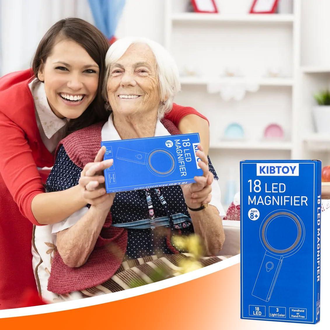 Lupa con Luz KIBTOY 30X 40X Plegable con 18 LEDs Negro