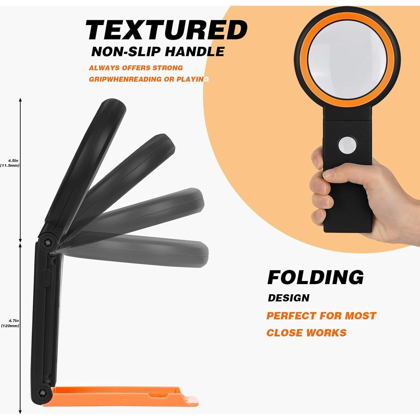 Lupa con Luz KIBTOY 30X 40X Plegable con 18 LEDs Negro