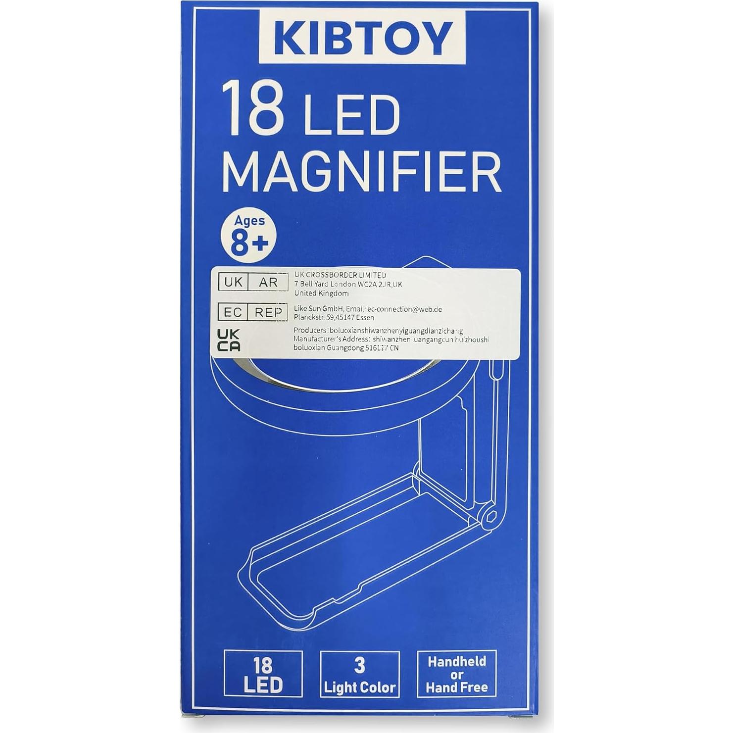 Lupa con Luz KIBTOY 30X 40X Plegable con 18 LEDs Negro