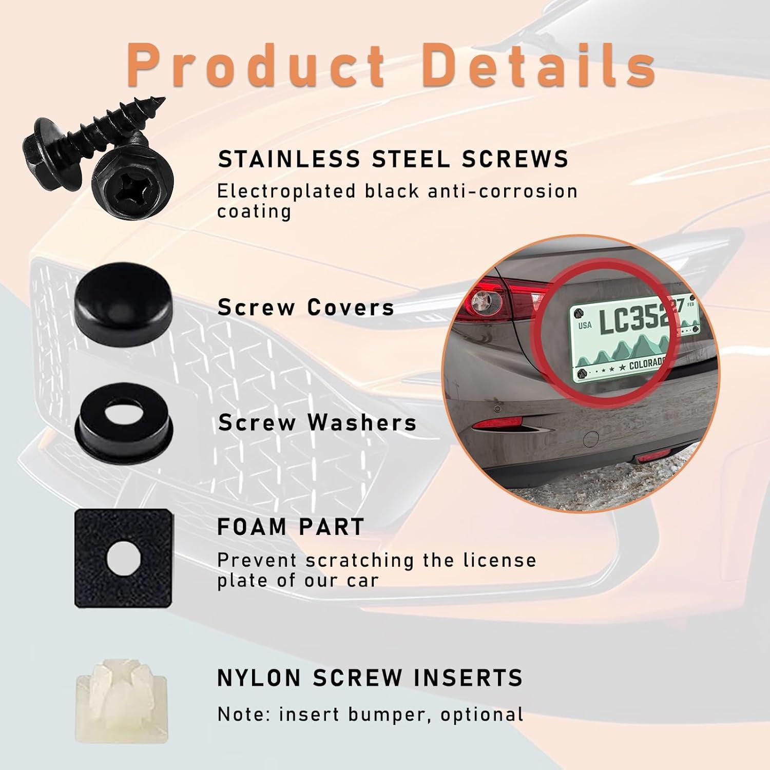 Kewucn Tornillos Autoperforantes para Placas de Licencia 4 Pzas