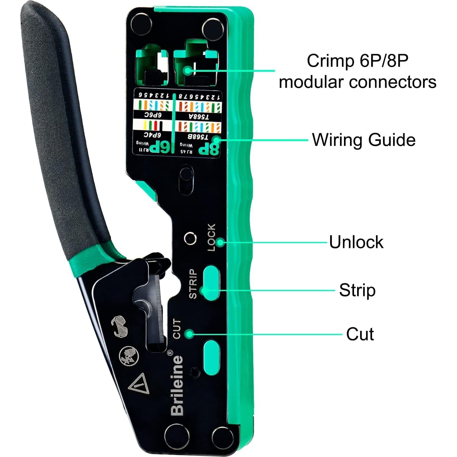 Kit de Crimpado RJ45 Brileine con Probador y 100 Conectores