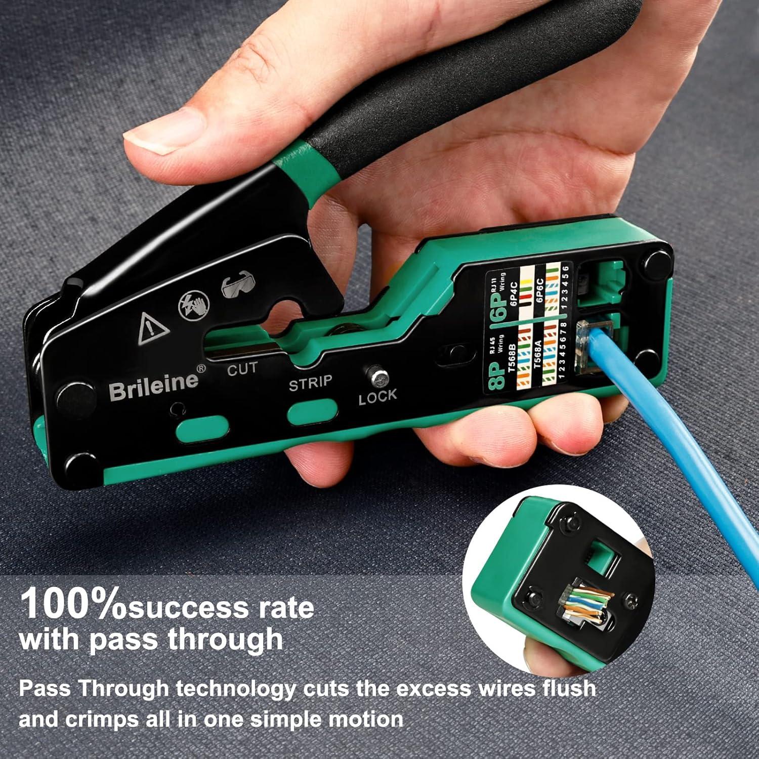 Kit de Crimpado RJ45 Brileine con Probador y 100 Conectores