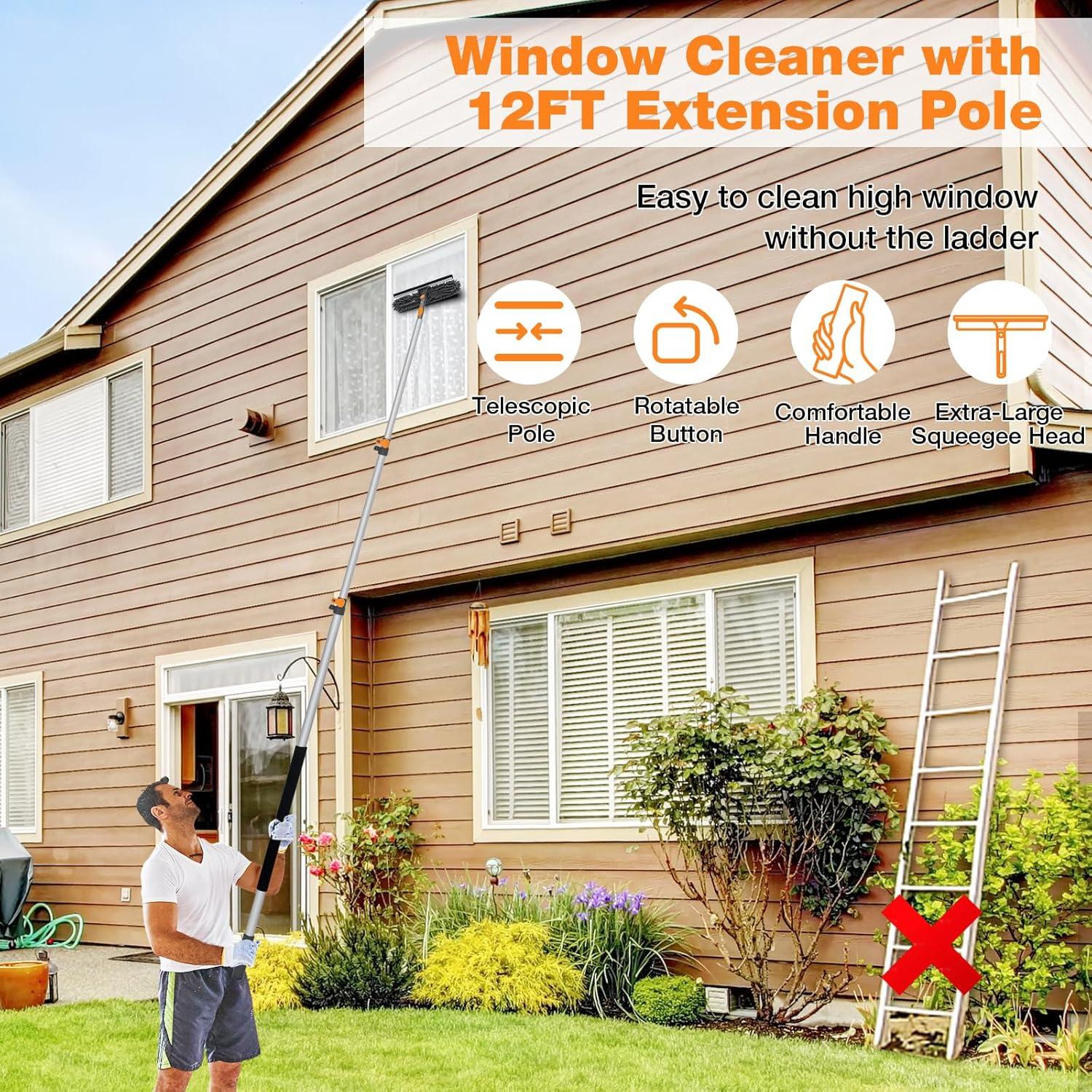 Limpiaparabrisas de Ventana 2 en 1 Bestnifly 12FT Telescópico