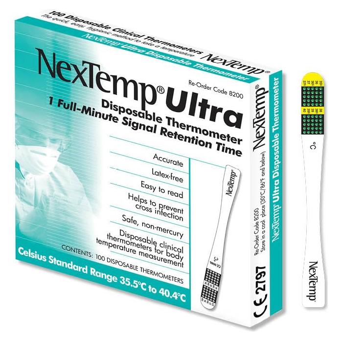 Termómetros de un solo uso NexTemp Ultra 100 unidades Celsius