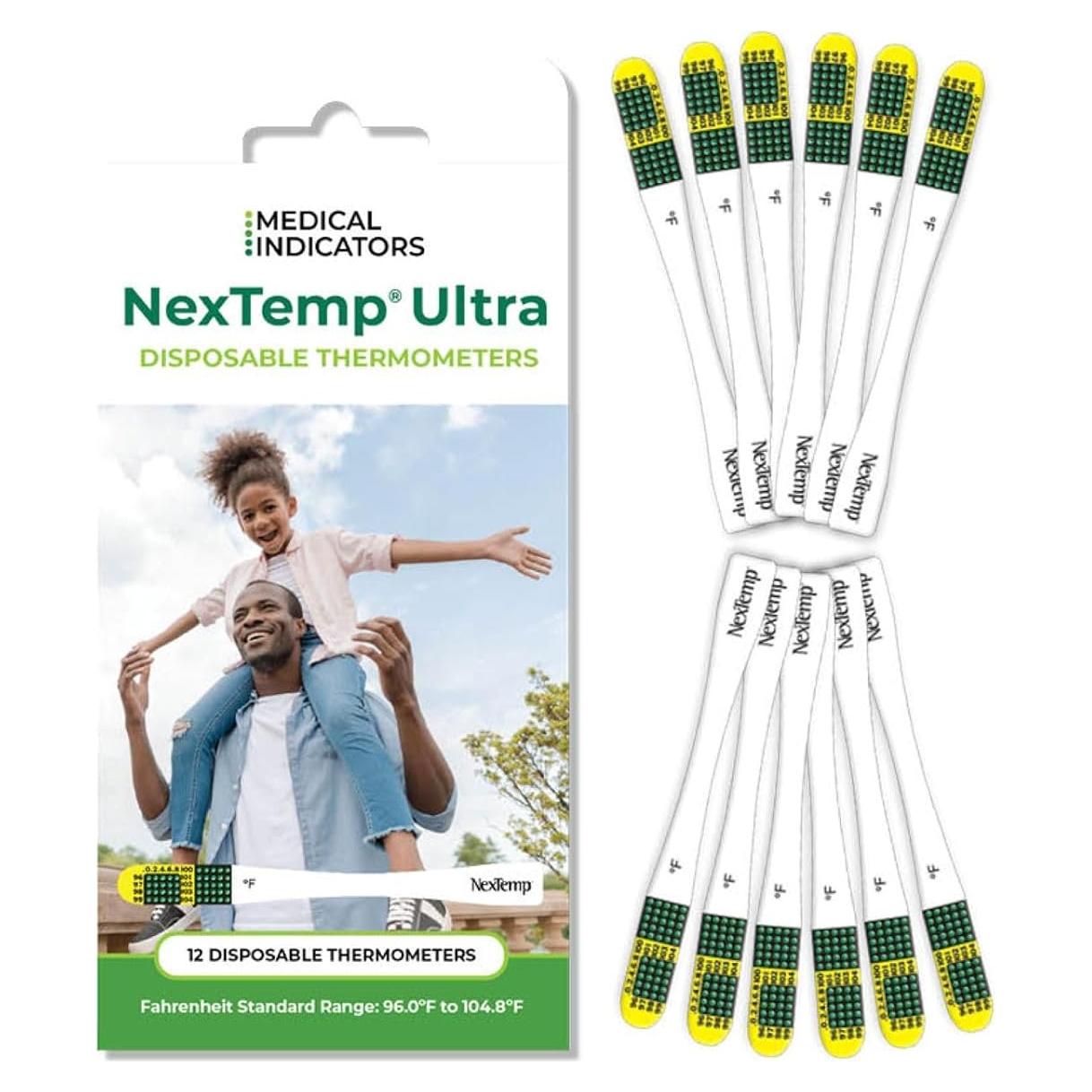 Termómetros Desechables NexTemp Ultra - Paquete de 12 - Alta Precisión