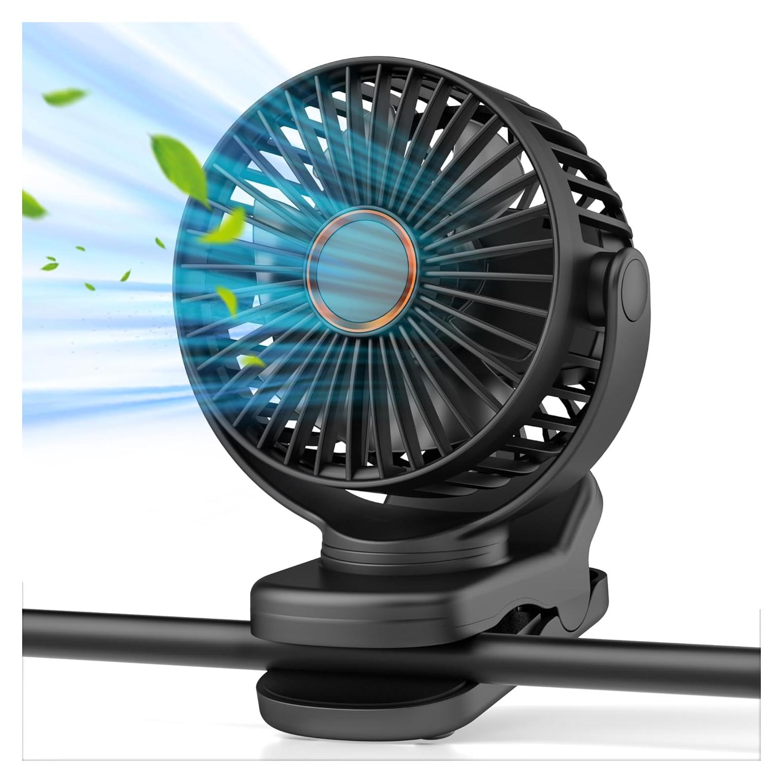 Ventilador Mini Clip ASNUG M24C Recargable 3 Velocidades Negro