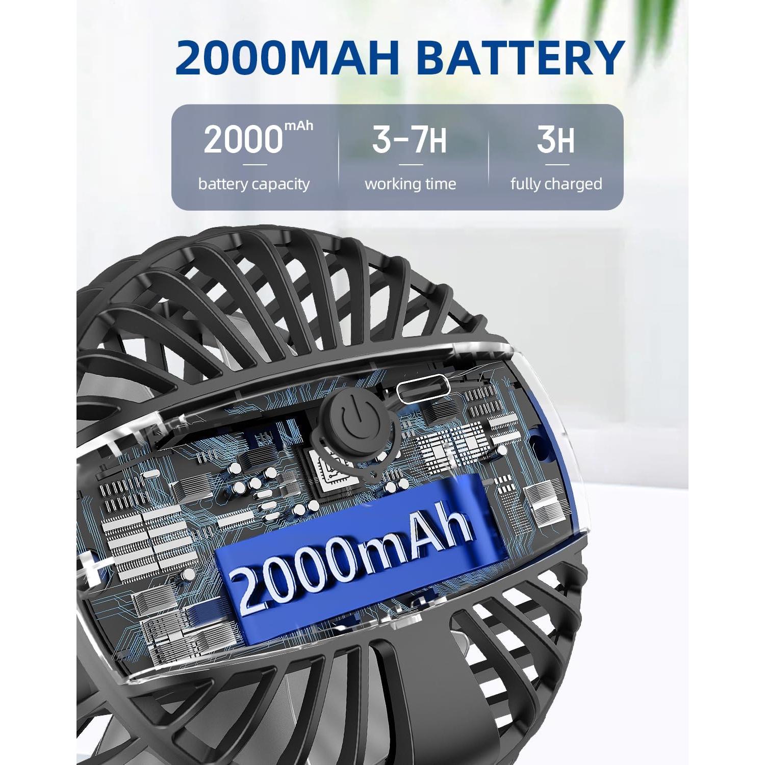 Ventilador Mini Clip ASNUG M24C Recargable 3 Velocidades Negro