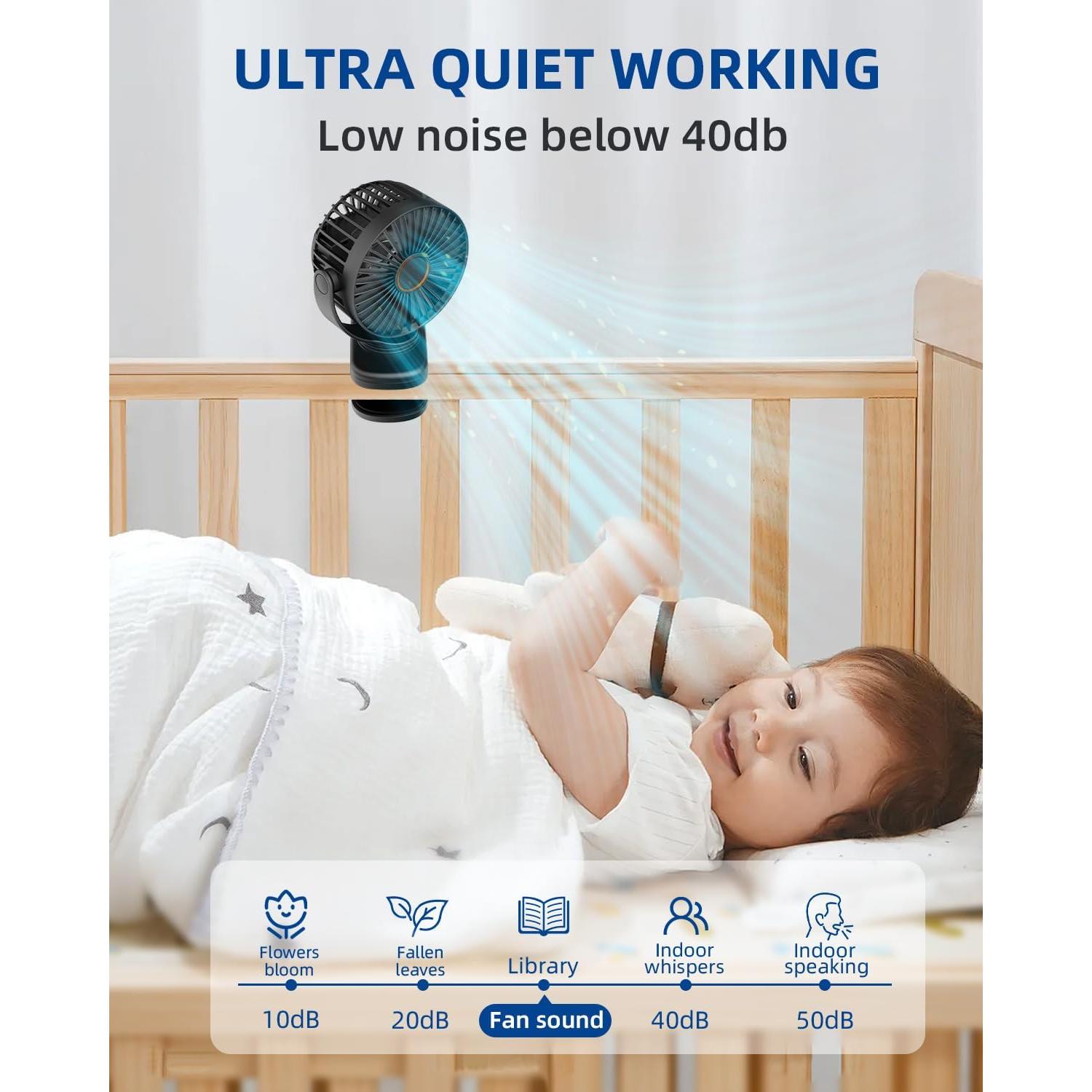 Ventilador Mini Clip ASNUG M24C Recargable 3 Velocidades Negro