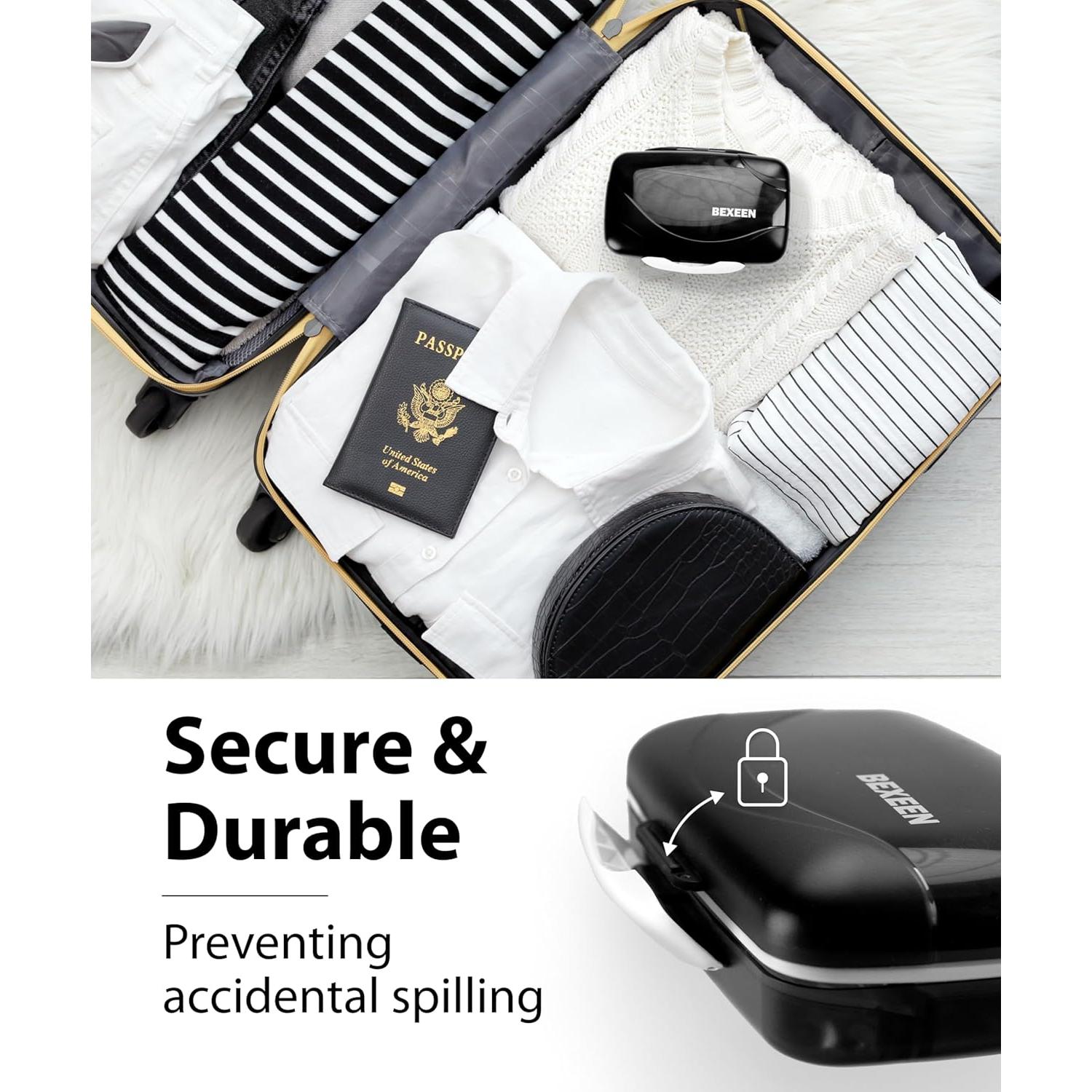 Organizador de Pastillas Bexeen AntiyL - Estuche Hermético Negro 8 Compartimentos