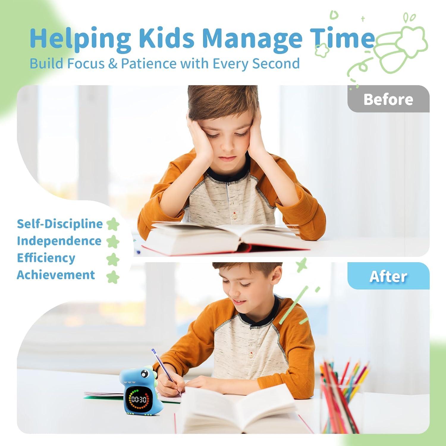 Temporizador Visual DoliWish Dinosaurio Azul Claro LED 100 Min