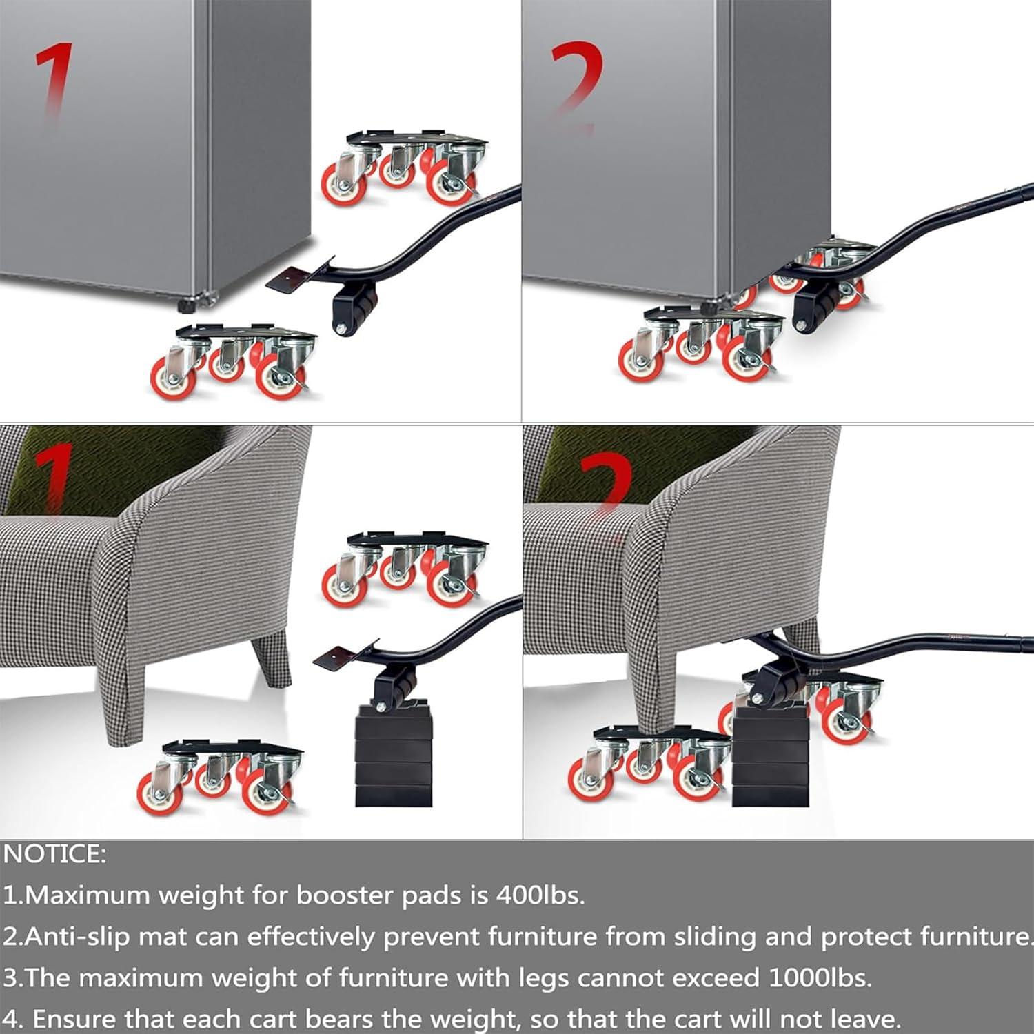 Carretilla de Muebles KAZBFDUB con 5 Ruedas y 1518 kg Capacidad