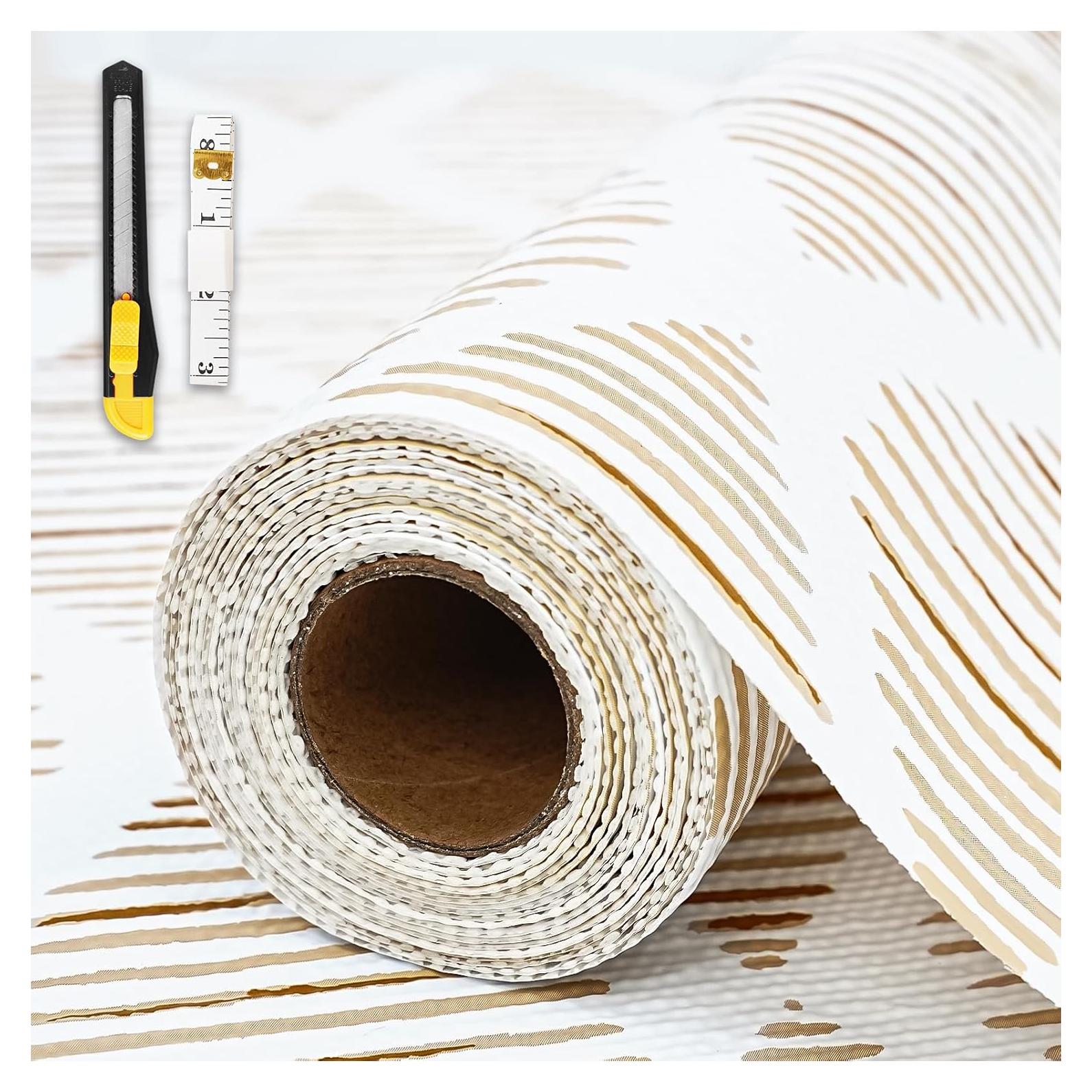 Forro de Estante GTJ 30.48cm x 3.05m Rayas Doradas Antideslizante