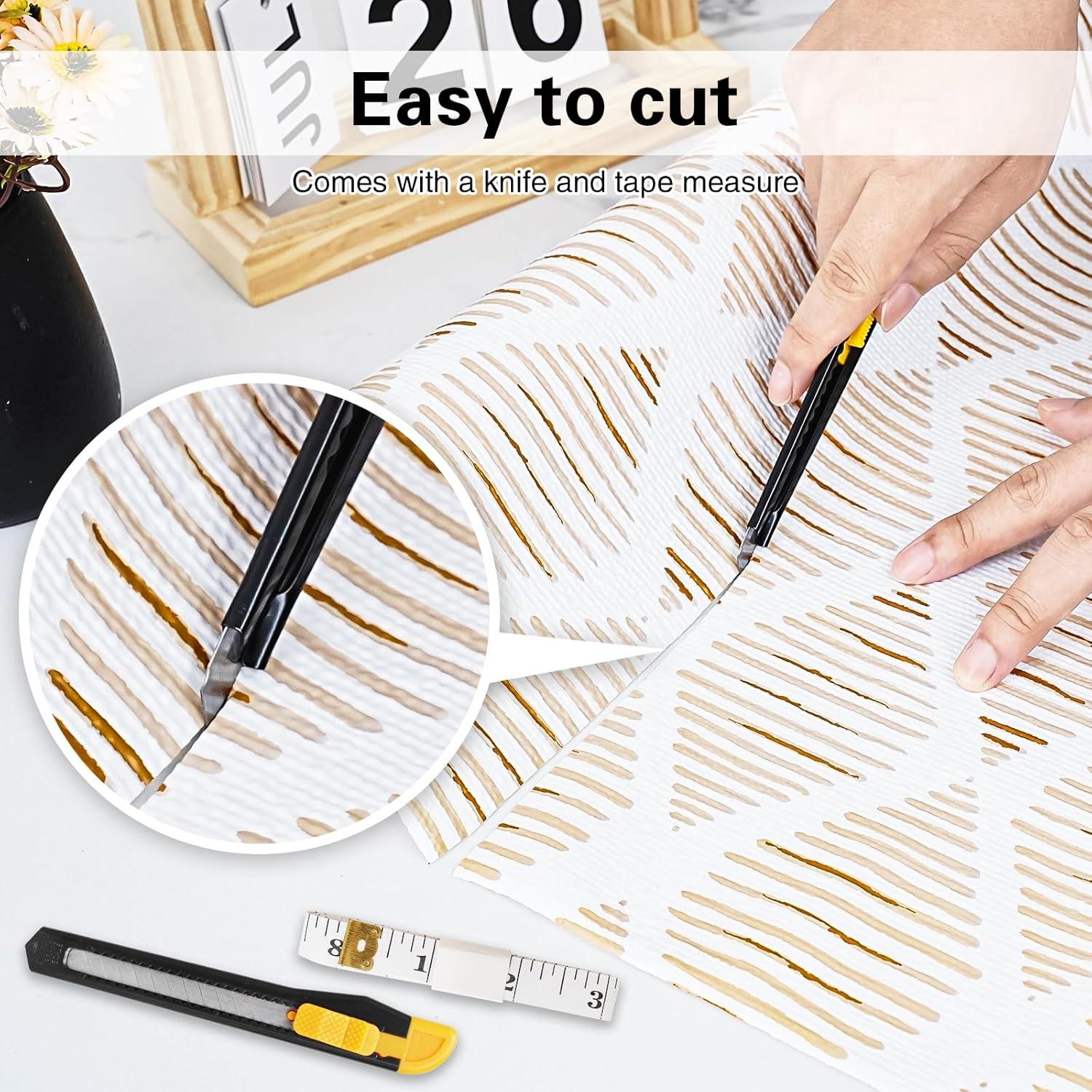 Forro de Estante GTJ 30.48cm x 3.05m Rayas Doradas Antideslizante