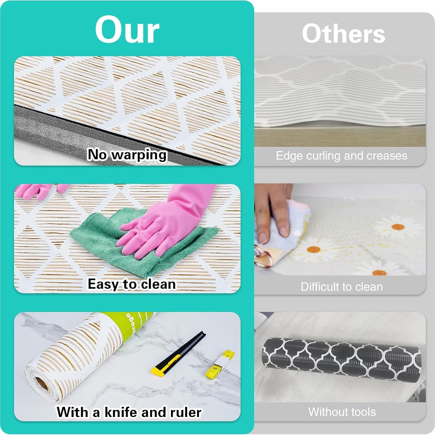 Forro de Estante GTJ 30.48cm x 3.05m Rayas Doradas Antideslizante