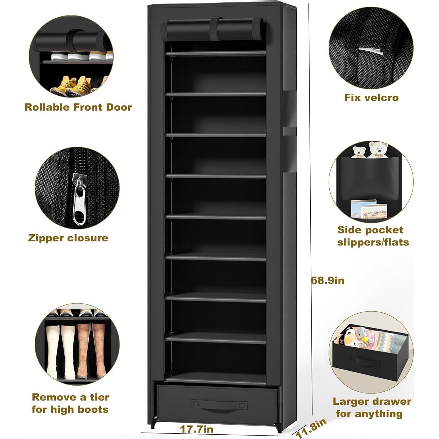 Estante de Zapatos OYREL 10 Niveles Alto Estrecho 1.36 kg